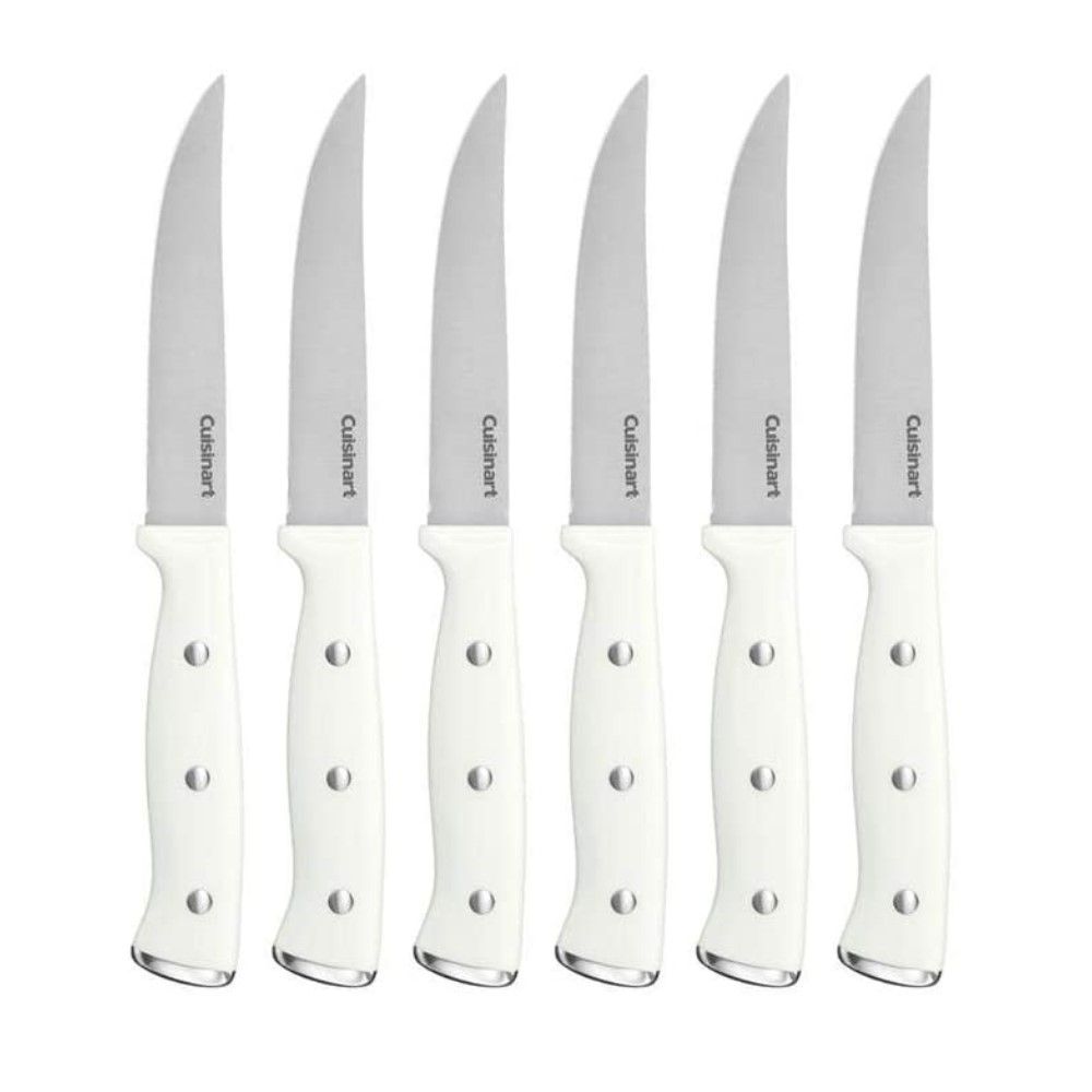  Cuisinart Classic 6-Piece Triple Rivet Steak Knife Set | White