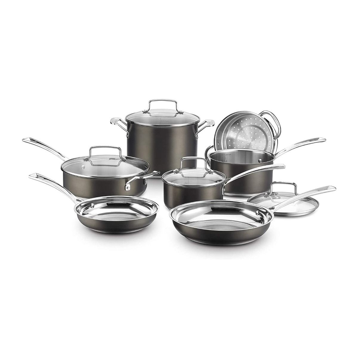  Cuisinart 11-Piece Black Stainless Cookware Set