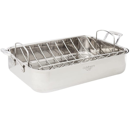  Cuisinart Chef's Classic Stainless Steel 16" Rectangular Roaster With Rack