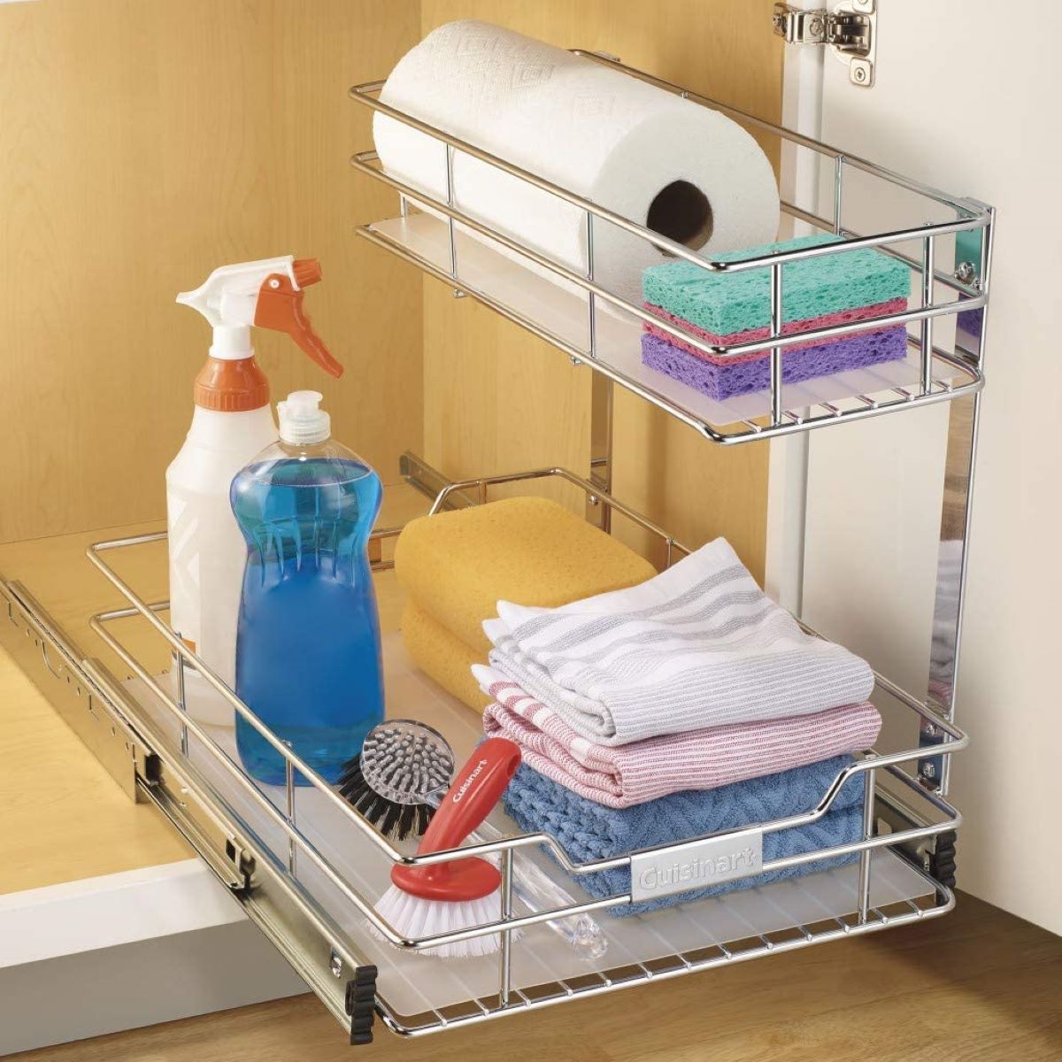 Cuisinart 14" 2-Tier Sliding Cabinet Organizer | Chrome