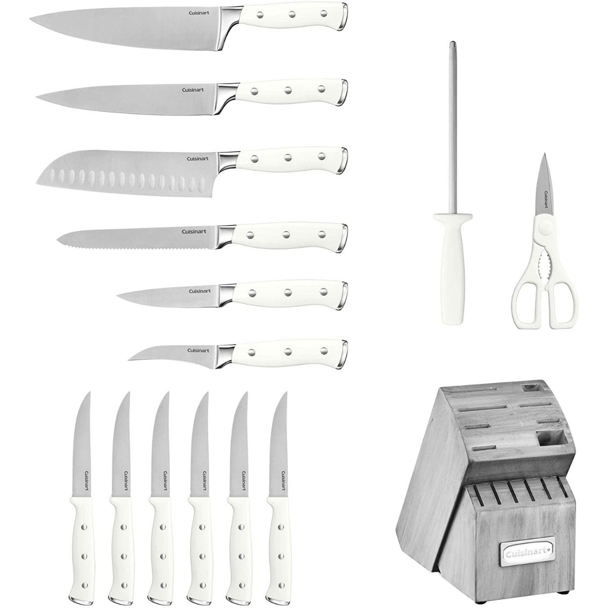  Cuisinart 15-piece Triple Rivet Cutlery Block Set | Grey Block