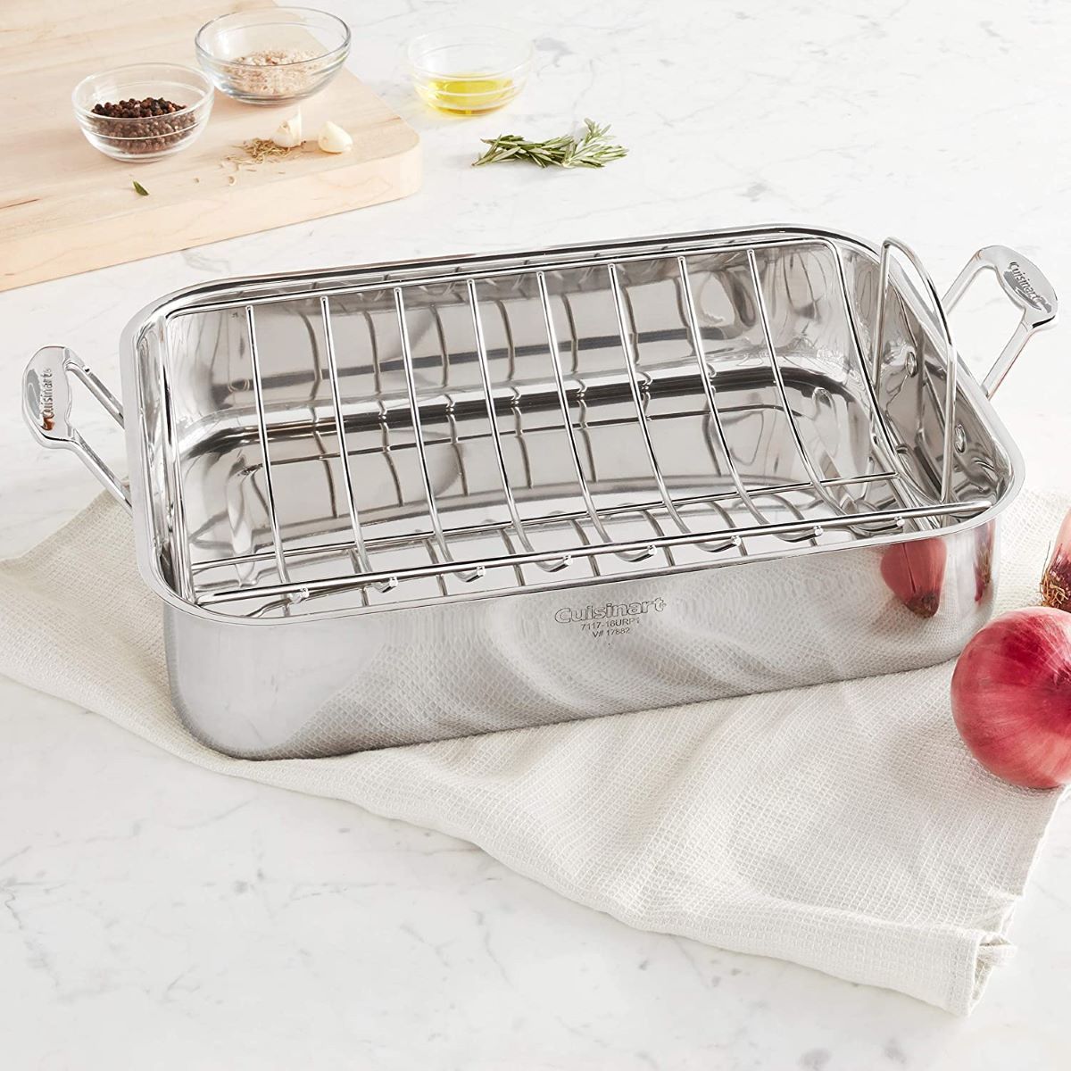  Cuisinart Chef's Classic Stainless Steel 16" Rectangular Roaster With Rack
