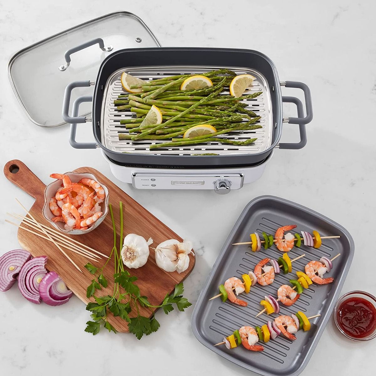  Cuisinart STACK5 Multifunctional Grill With Glass Lid | White