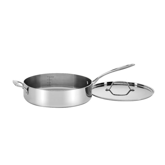  Cuisinart Custom-Clad 5-Ply Stainless Steel Saute Pan With Helper Handle & Lid | 5.5 Qt.