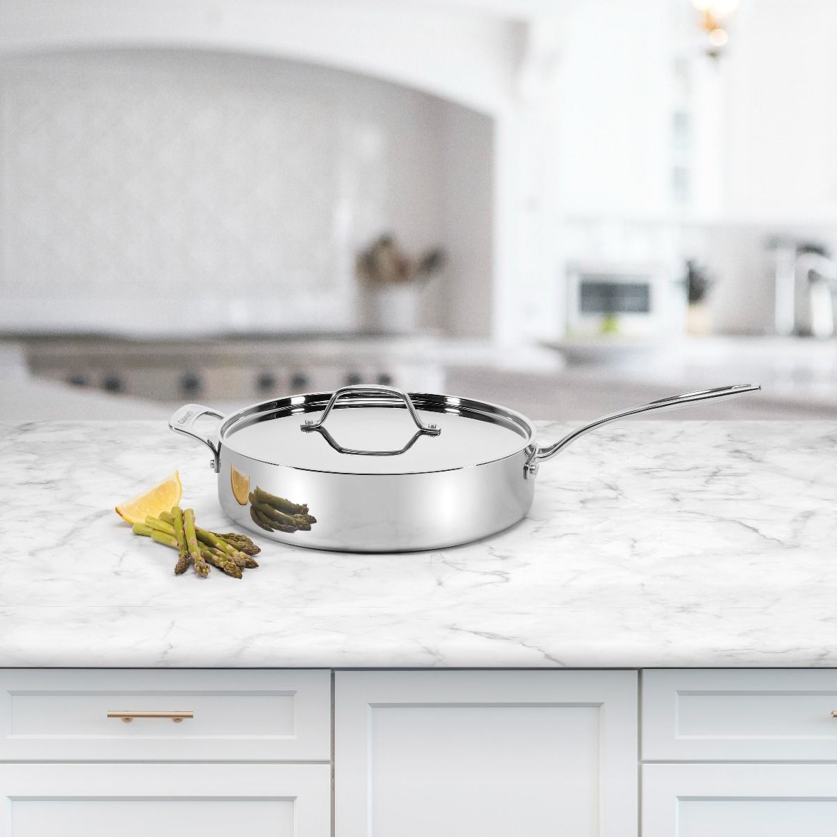  Cuisinart Custom-Clad 5-Ply Stainless Steel Saute Pan With Helper Handle & Lid | 5.5 Qt.