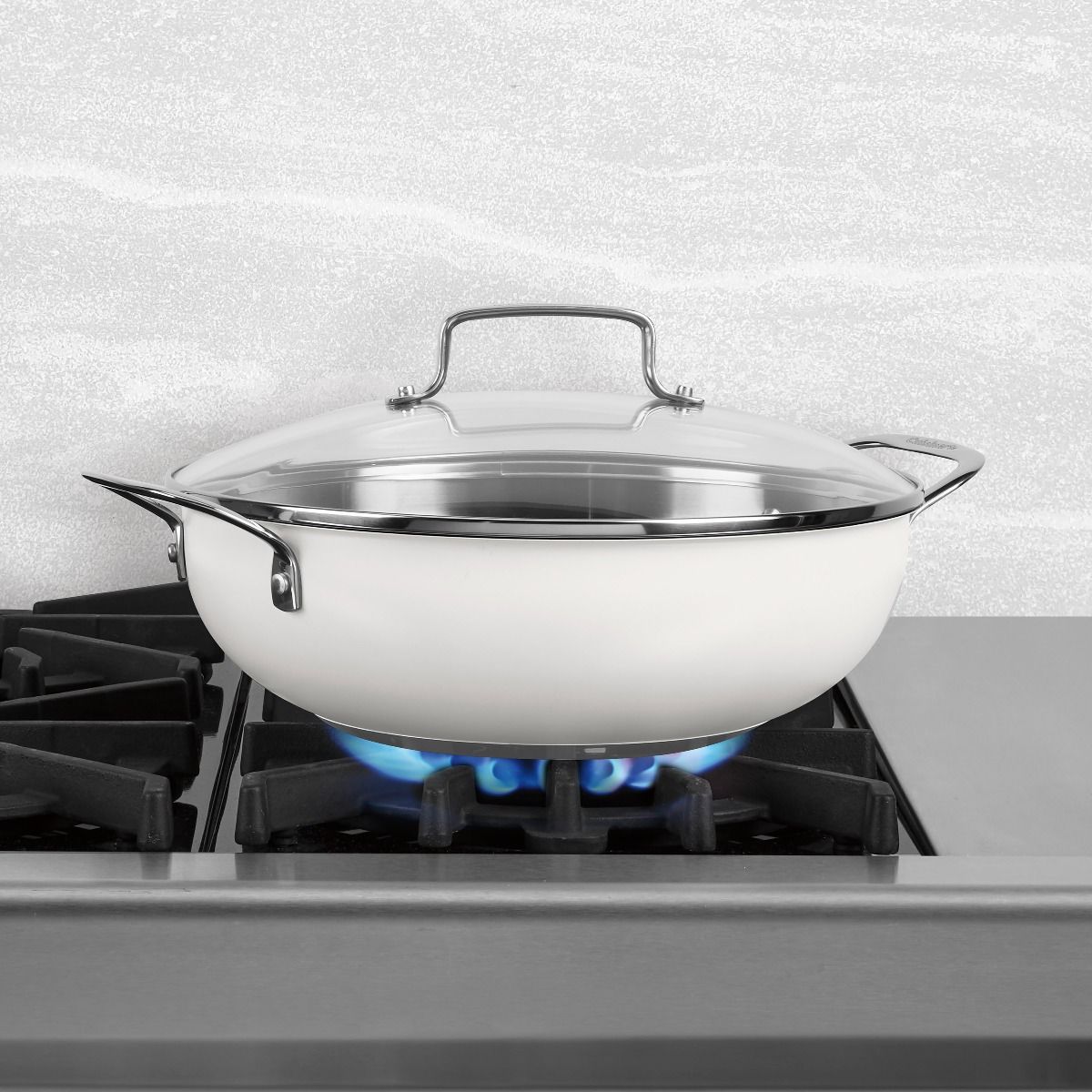  Cuisinart Matte White Stainless Steel All Purpose Pan With Cover | 12"